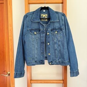 Michael Kors Blue Denim Jean Jacket Gold Hardware XL